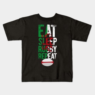 Eat sleep rugby repeat Wales rugby Kids T-Shirt